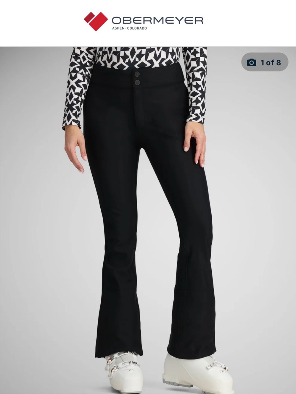 Obermeyer Bond Black Boot-Cut Ski Pants Black 8